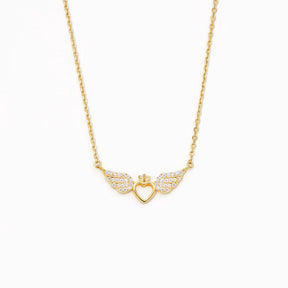 SPREAD YOUR WINGS AND FLY HEART AND ANGEL WINGS NECKLACE