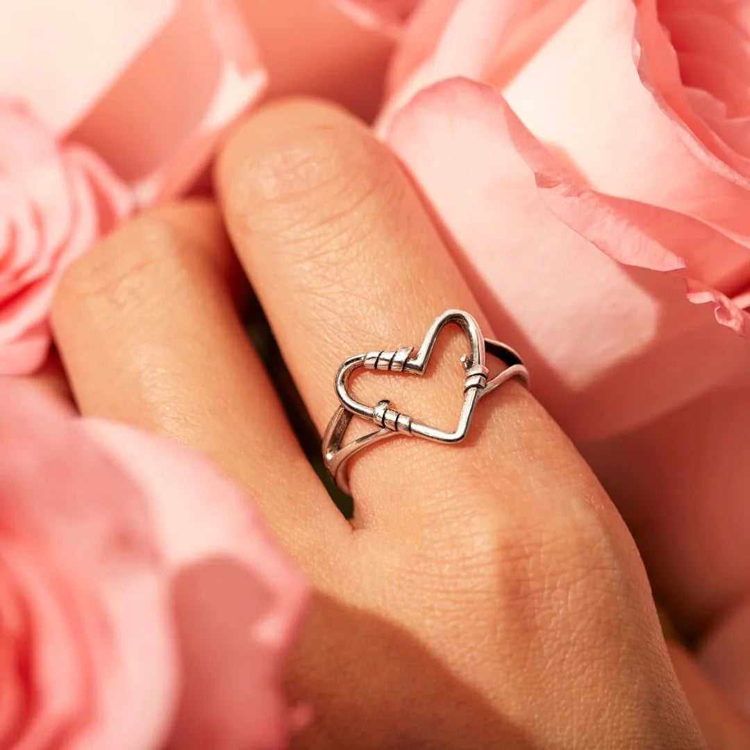 STERLING SILVER HEART WIRE RING