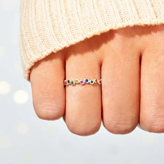 YOU ARE PERFECT RAINBOW STONES RING BAND